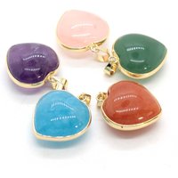 Charms Natural Healing Crystal Heart Stone Pendants For Women Necklace DIY Amethyst Rose Quartz Gemstone Choice Men Jewelry
