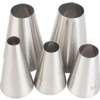 5pcs/set Large Size Round Piping Nozzle Cake Cream Pastry Tools Stainless Steel Icing Tips For Cupcake Decorating