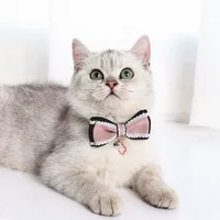 Cute Pet Girl Cat Dog Collar Adjustable Bow Bells Collar Cat Necklace Fashion Accessories Pet Puppy Kitten Pendant Supplies