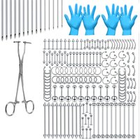 168/171pcs 316L Stainless Steel Body Piercing Tool Set For Ears, Lips, Belly, Tongue, Nose, Eyebrow And More Piercing