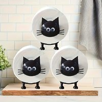 Cute Black Cat Toilet Paper Holder Freestanding Bathroom Tissue Roll Stand with Base Funny Cat Themed Bathroom Accessory 1pc