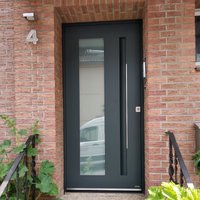 Customized Size Home Entrance Security Entry Front Smart Doors Lock with Glass Window Aluminum Pivot Door Villa Entrance Door