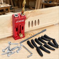 Woodworking Pocket Hole Jig Kit, Aluminum Alloy Drill Guide with Sharp Step Drill Bit, Easy-to-Use Joinery Diy Hand Tool