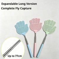 Scalable Stainless Steel Fly Swatter That Won't Rot, Household Extended And Thickened Fly Swatter 77cm Long Handle Telescopic