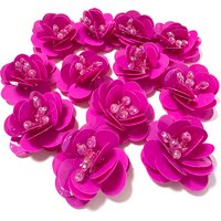 10PCS/Pack Rose Red Sequins Flower Shape Patch Cute Handmade Sew On Patch for Clothing Jeans Jacket Hat Shoes Decoration