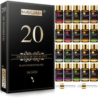MAYJAM 20 Bottles Essential Oils Kit Set Lavender Jasmine Eucalyptus Vanilla Sandalwood Sweet Orange Geranium Patchouli