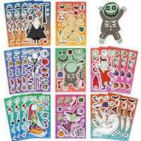 8Sheets Children DIY Puzzle Sticker Cartoon Halloween Christmas Horror Night Make a Face Change Stickers Educational