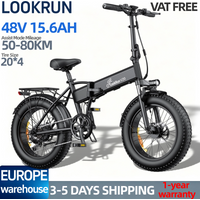 Lookrun V20 48V 15,6Ah Elektrofahrrad für Erwachsene, 20*4 Zoll Reifen, 7-Gang-Assistenzmodus, Reichweite 50-80 km, Mountainbike, bürstenloser Motor, herausnehmbarer Lithium-Akku, Elektrofahrrad mit