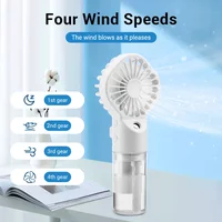 1pc Portable Hand-held Spray Fan 4 Speed USB Rechargeable Water Spray Mist Small Fan Summer Cooling Tools for Outdoor Student