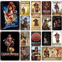 Vintage Drinking Rum Captain Morgan Tin Signs Posters Wall Decor Retro Metal Sign Havana Club Bacardi Kraken Plaque Bar Kitch