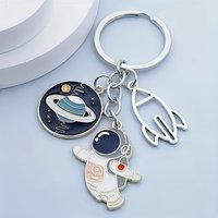 1Astronaut and rocket keychain set,Zinc Alloy Space Theme Keychain,Planet and astronaut pendant,For astronomy enthusiasts,Bag Pe