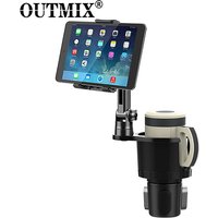 Universal 2 in 1 Car Cup Holder Tablet Automobile Mount Cradle for iPad Pro 12.9 Air 2019 Mini 4 for Samsung tab S7 plus 12.4