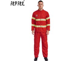 Adults Mens Firefighter Cosplay Costume Halloween Set Roleplay Fire Captain Work Uniform Outfit Suit Festival Carnival Dress Up
