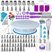 137Pcs Cake Decorating Tools Kit Pastry Turntable Kit Piping Nozzle Piping Bag Set Rotating Stand Baking Tools Accessories Bak