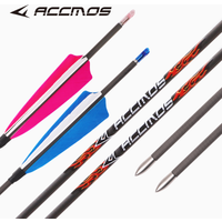 ACCMOS Natural Feather Carbon Arrows 4.2mm ID Spine 300-1800 with 4" Turkey Feather for Archery Bow Hunting Target Shooting