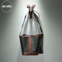 Airvivi Classic Plaid Bucket Bag Women's Single Shoulder Satchel Crossbody Bag Color Block Fashionable Soft PVC Handbag