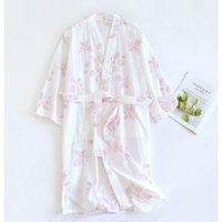 2026 New Women's Spring/Summer Sleeping Robe 100% Cotton Double layer Gauze Bathrobe Large Size Loose Breathable Home Clothing