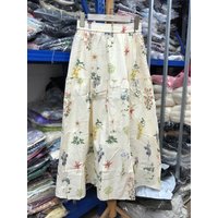 Floral Half Skirt Woolen Skirt High Waist A-Line Loose Fit Commute Style Casual Ladies' Skirt No Return No Exchange