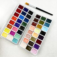 Classic 24 Colors Solid Watercolor Paints Set, Art Essential Palette for Calligraphy Creation, Painting Design, Nail Art and DIY