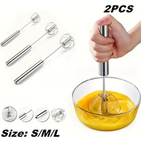 Semi-automatic Egg Beater 304 Stainless Steel Egg Whisk Manual Hand Mixer Self Turning Egg Stirrer Kitchen Accessories Egg Tools