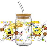 Hotsale Lovely Patrick Star Popular Cartoon 16oz UV DTF 3D Transfer Sticker Decals Wraps Glass Can Cups Creative Craft DIY