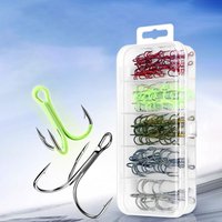 High Carbon Steel Treble Hook 5 Colors Triple Fishing Hook Triple Barbed Steel Fish Hook for Saltwater Freshwater Fishing