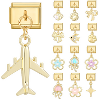 Y2k Charm Airplane Flower Fish Jellyfish Shell Italian Charm Links Fit 9mm Bracelet Stainless Steel DIY Jewelry Making Wholesale