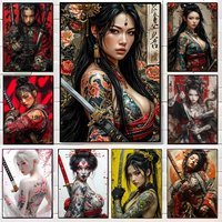 Japanese female samurai Poster Canvas Wall Art Print Poster Decorative Mural Home Decor Gift Unframed