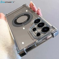 Luxury Airbag Plating Magsafe Case For Samsung Galaxy S26 S25 Ultra S24 FE S23 Plus A56 A36 A54 A16 A55 A53 Magnetic Clear Cover
