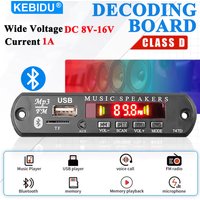 KEBIDU Bluetooth 5.0 MP3 Player WMA WAV APE Decoder Board DC 12V Handsfree Car Audio Adapter Mic USB AUX TF FM MP3 Music Player