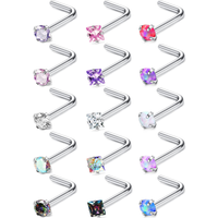 Drperfect 18G 20G Nose Piercing Surgical Stainless Steel Nose Rings Studs Screw CZ Opal Labret Piercing Jewelry for Women Men