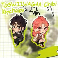Green yuri chibi keychains Bag Anime Keyrings Jewelry Manga Fans Gifts