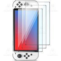 Tempered Glass for Switch OLED Shatterproof Anti-Scratch Anti-Fingerprint 9H Hardness 2.5D Curved Edge Ultra HD Screen Protector