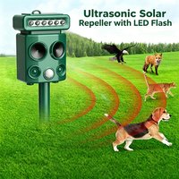 Ultrasonic Solar Animal Repeller with LED Flash Outdoor Waterproof Pest Deterrent for Dogs Cats Foxes & Birds
