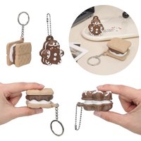 Cute 3D Printed Gingerbread Smore Cookie Clicker Fidget Keychain Sensory Stress Relief Bag Charm Gift