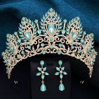 Luxury Bridal Crown Tiaras and Earrings Set for Women Party Wedding Birthday Pageant Head Jewelry Set Accessories