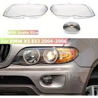 1 Satz Scheinwerferabdeckung, Scheinwerfergehäuse, Ersatz, transparenter Lampenschirm für BMW X5 E53 2004 2005 2006, transparenter Lampenschirm mit Schlangenkleber