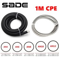 1M CPE AN4 AN6 AN8 AN10 AN12 Fuel Line Hose Transmission Oil Cooler Line Coolant Hose Tube Nylon Stainless Steel Braided Inside