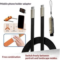 【C】240W 2-in-1 USB C To Type C Fast Charging Foldable Bracket Data Cable For Phone Detachable Cables Type C Adapter