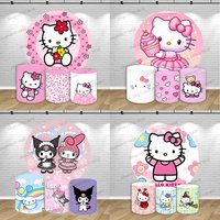 Sanrio Hello Kitty Theme Round Cover Girl Birthday Party Decoration Hello Kitty Cinnamoroll Kuromi My Melody Cylinder Cover