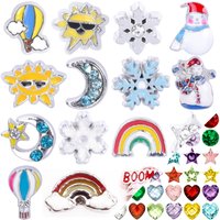 20Pcs/Lot Mini Christmas Snowflake Snowman Sun Moon Star Rainbow Lightnin Floating Charms Fit Glass Locket Necklaces Jewelry