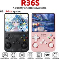 R36S Retro Video Game Console 3.5-inch IPS Screen Linux System Mini Portable Video Game Console 64GB 20000 Games