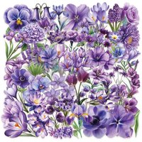 50pcs Purple Romantic Flowers Stickers Cute Natural Plants Transparent PET Stickers, for Phone Laptop Notebook Suitcase
