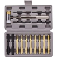 Professional Roll Pin Punch Set & Hammer Replacement With Brass, Steel, Plastic Punches And Interchangeable Hammer Head