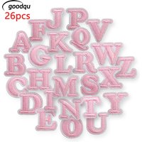 26pcs Iron On Pink Letter Patches For Clothes Lot Cute Embroidered Stickers Patch Jackets Sewing Fabrics Appliques Fusible Girls