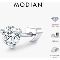 MODIAN 0.5CT Moissanite Helix Earrings 925 Sterling Sliver Basic Ear Studs Heart Screw Stud Earrings For Women Fine Jewelry