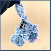 Cute Bowknot Soft Rabbit Ear Plush Phone Case For Samsung Galaxy S26 S21 S20 S10 S9 A14 A24 A34 A54 A13 A23 A33 A53 A73 A51 A71