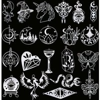 3pcs Gothic Sun Witch Unicorn Moon Bird Charms for Jewelry Making DIY Craft Earrings Necklace Butterfly Stainless Steel Pendant