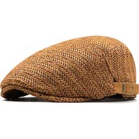 Simple Breathable khaki Adjustable Shade Women Men Mesh Straw Beret Sun hat Protection Spring Summer Newsboy Cap Peaked Cap