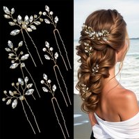 Sparkly Rhinestone Hairpins for Bride Wedding Hair Jewelry 6Pcs U Shaped Hair Sticks Forks Women Lady Party Hair Accessories